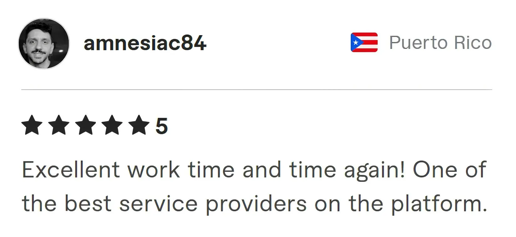 Screenshot of Fiverr review from Amnesiac84