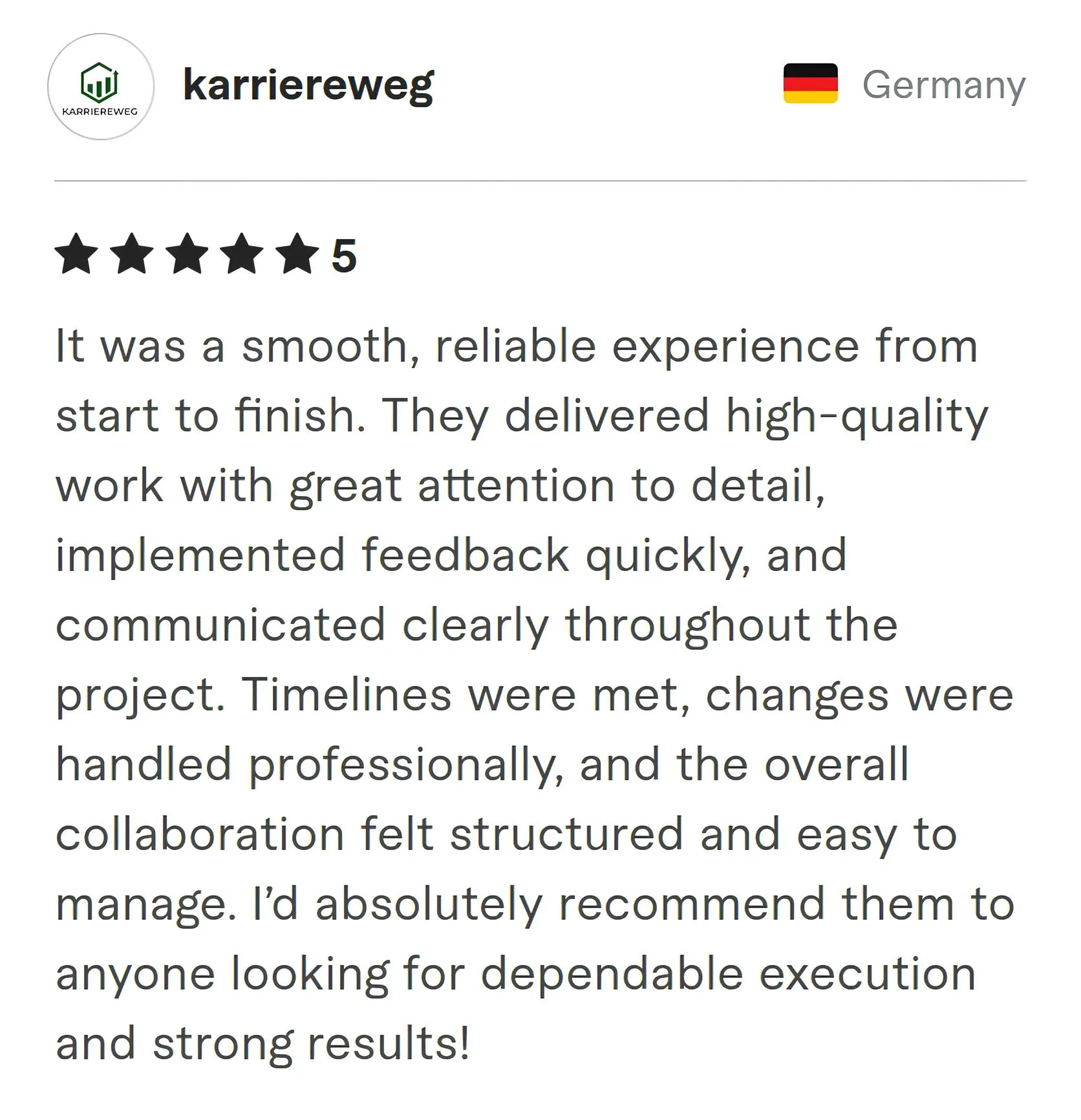 Screenshot of Fiverr review from Karriereweg