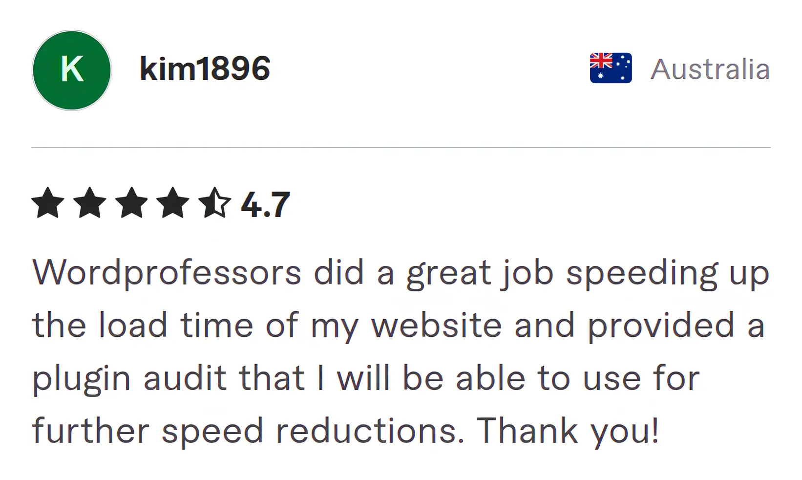Screenshot of Fiverr review from Kim1896