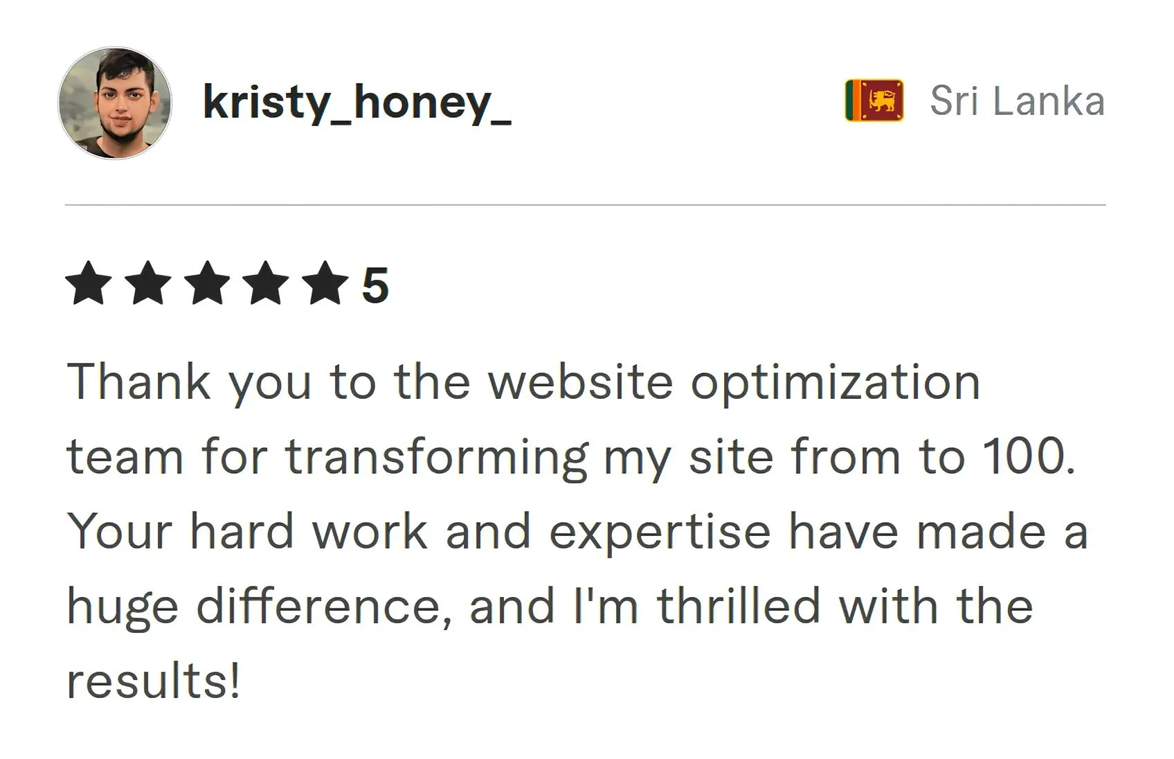 Screenshot of Fiverr review from Kristy Honey