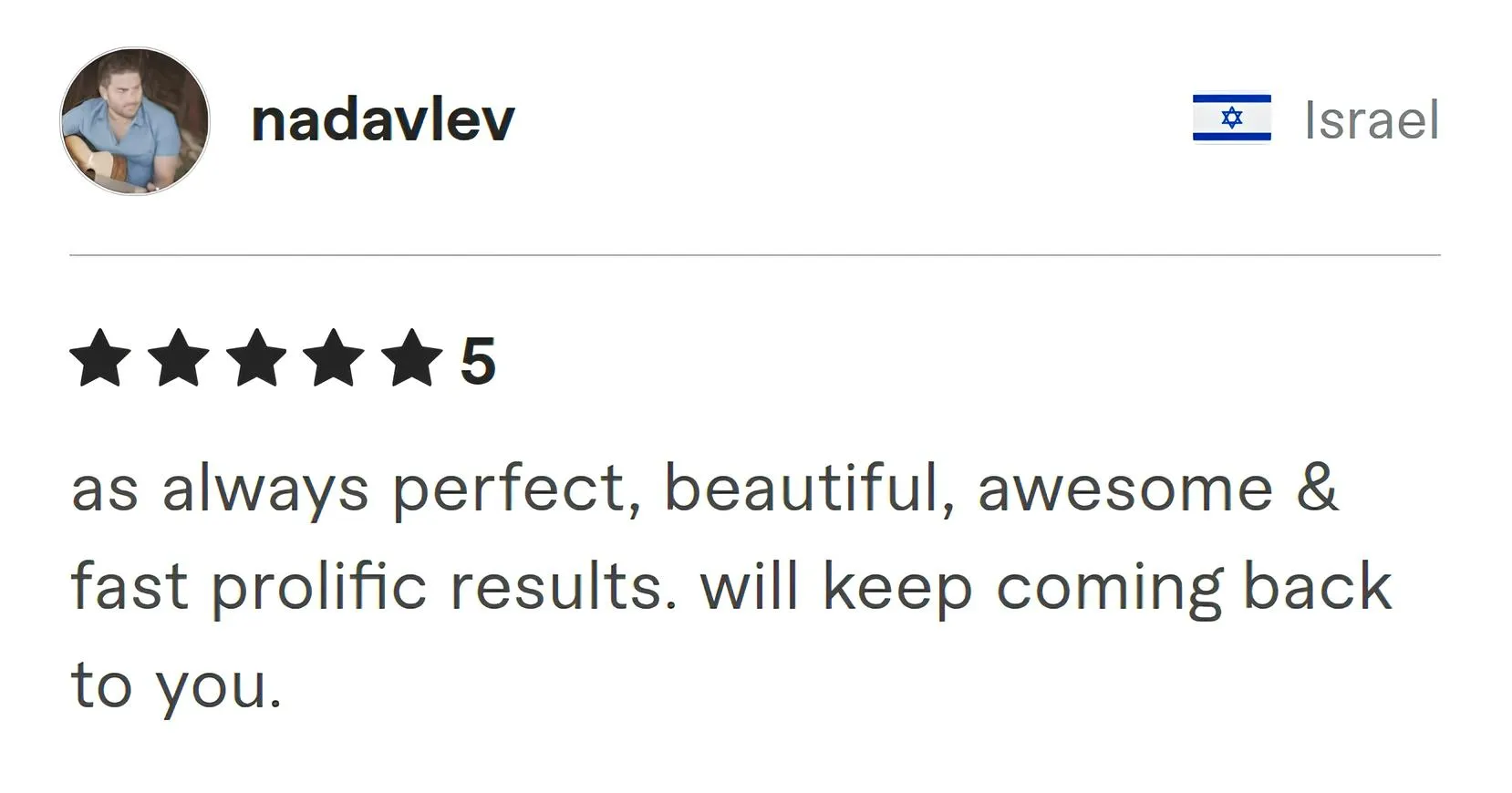 Screenshot of Fiverr review from Nadavlev