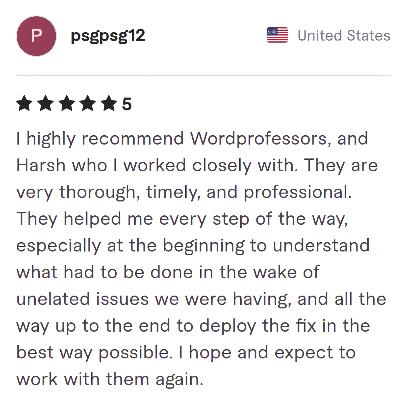 Screenshot of Fiverr review from Psgpsg12